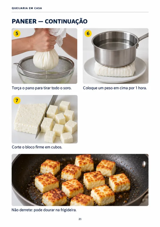 Página do material — Paneer: passos 5 a 7