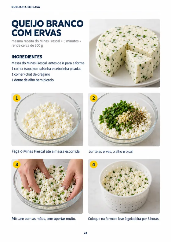 Página do material — Queijo branco com ervas: passo a passo